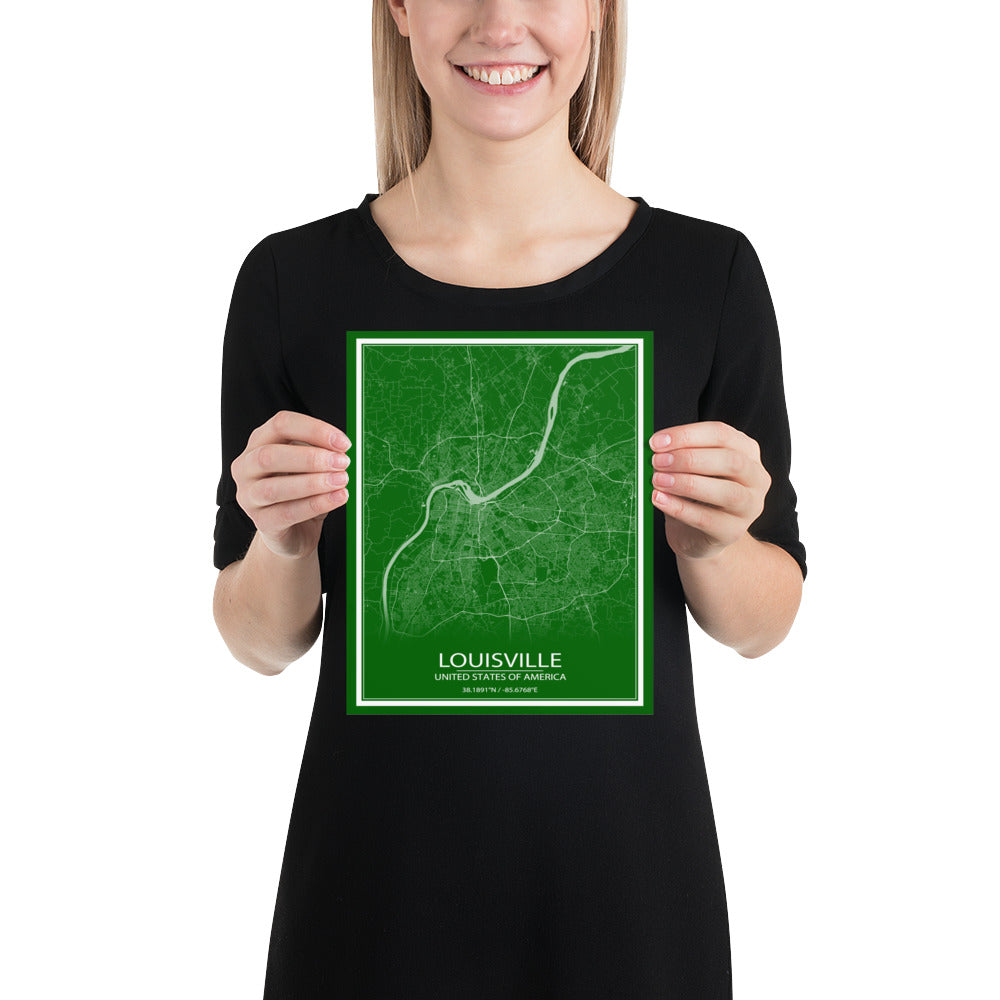 Louisville Green and White Paper Map